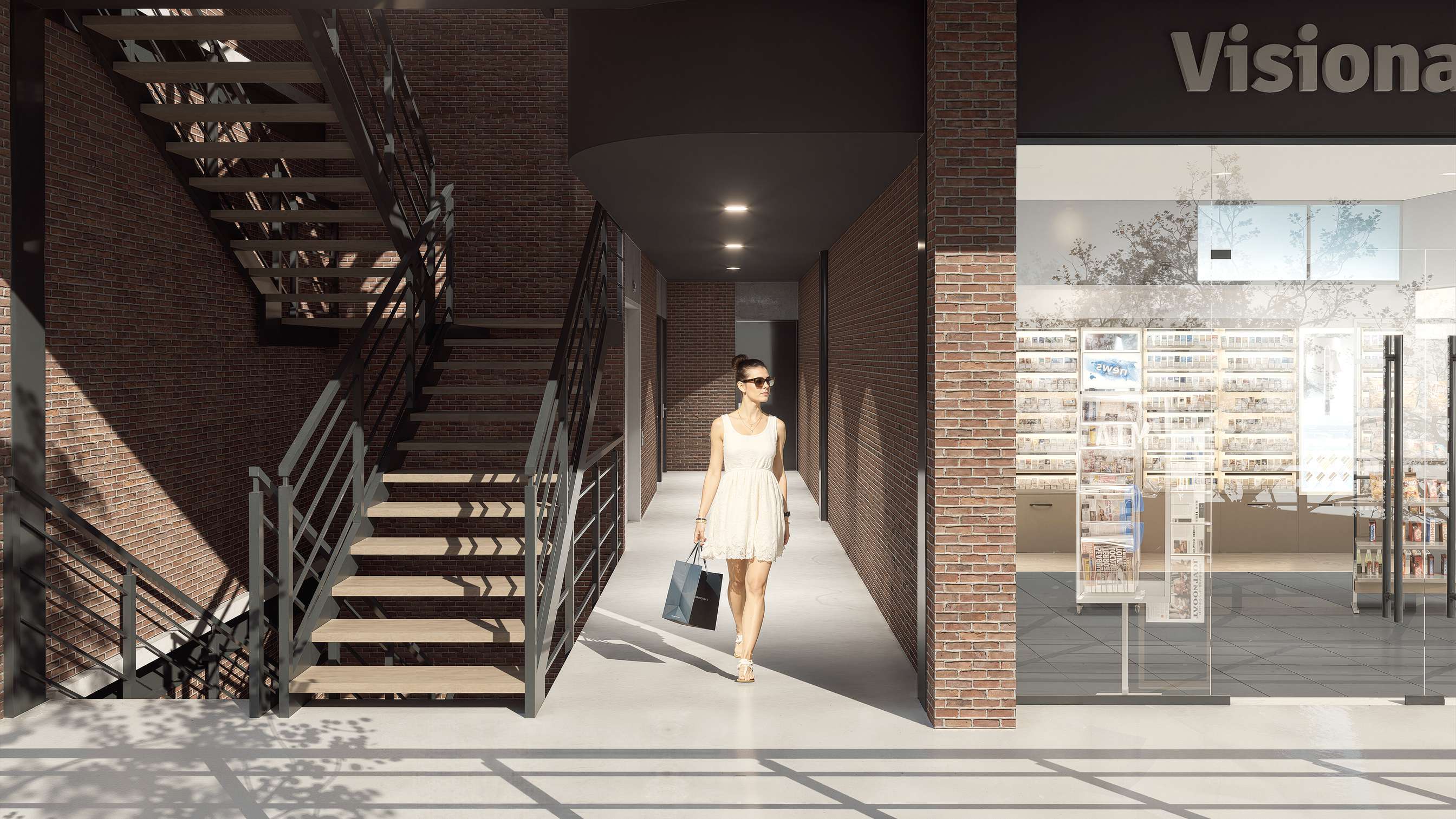 Escaleras y corredores de acceso a los locales de Heritage